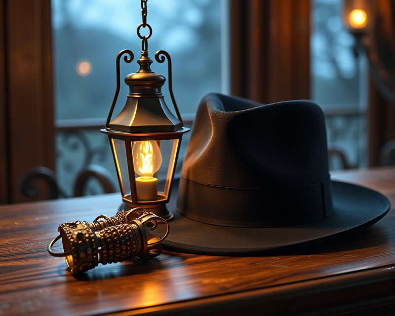 bracelet, lamp, top hat